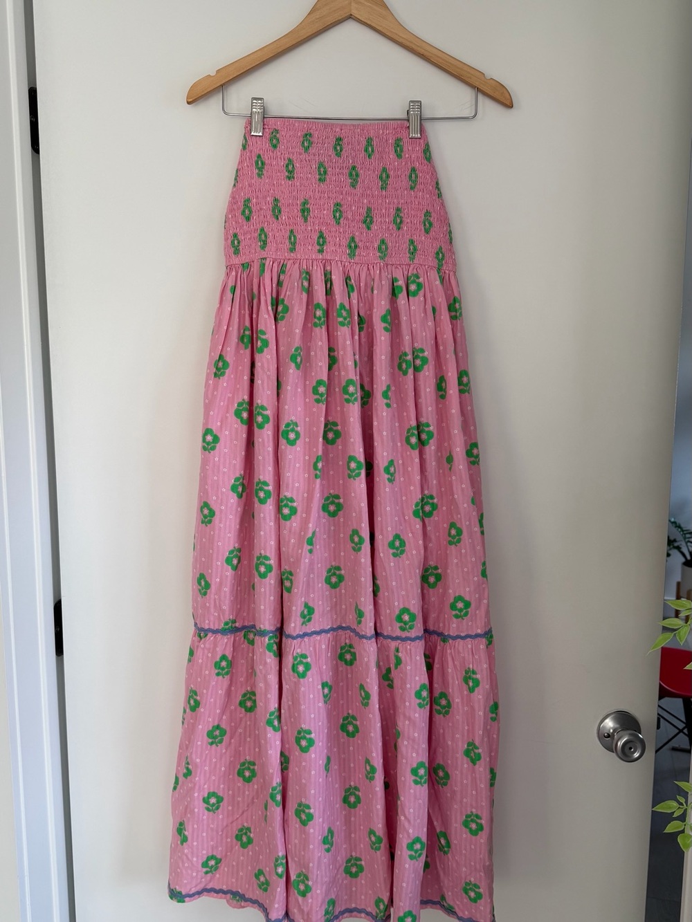 Damson Madder Pink Floral Smocked Bow Maxi Skirt Size 12 - Picture 5 of 5